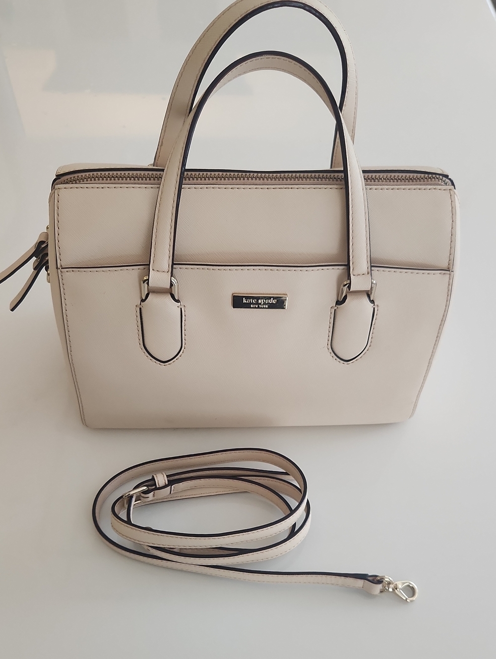 kate spade Cream Leather Satchel with Detachable Strap